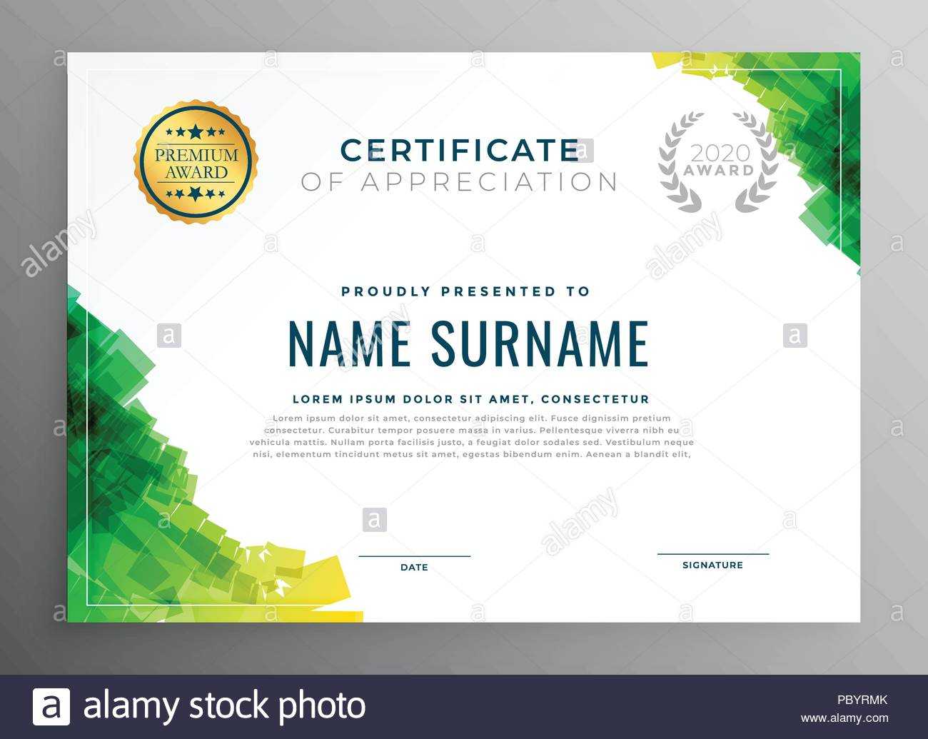 Abstract Green Certificate Of Appreciation Template Stock Within Boot Camp Certificate Template