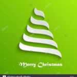 Abstract Modern 3D White Christmas Tree On Green Background Within 3D Christmas Tree Card Template