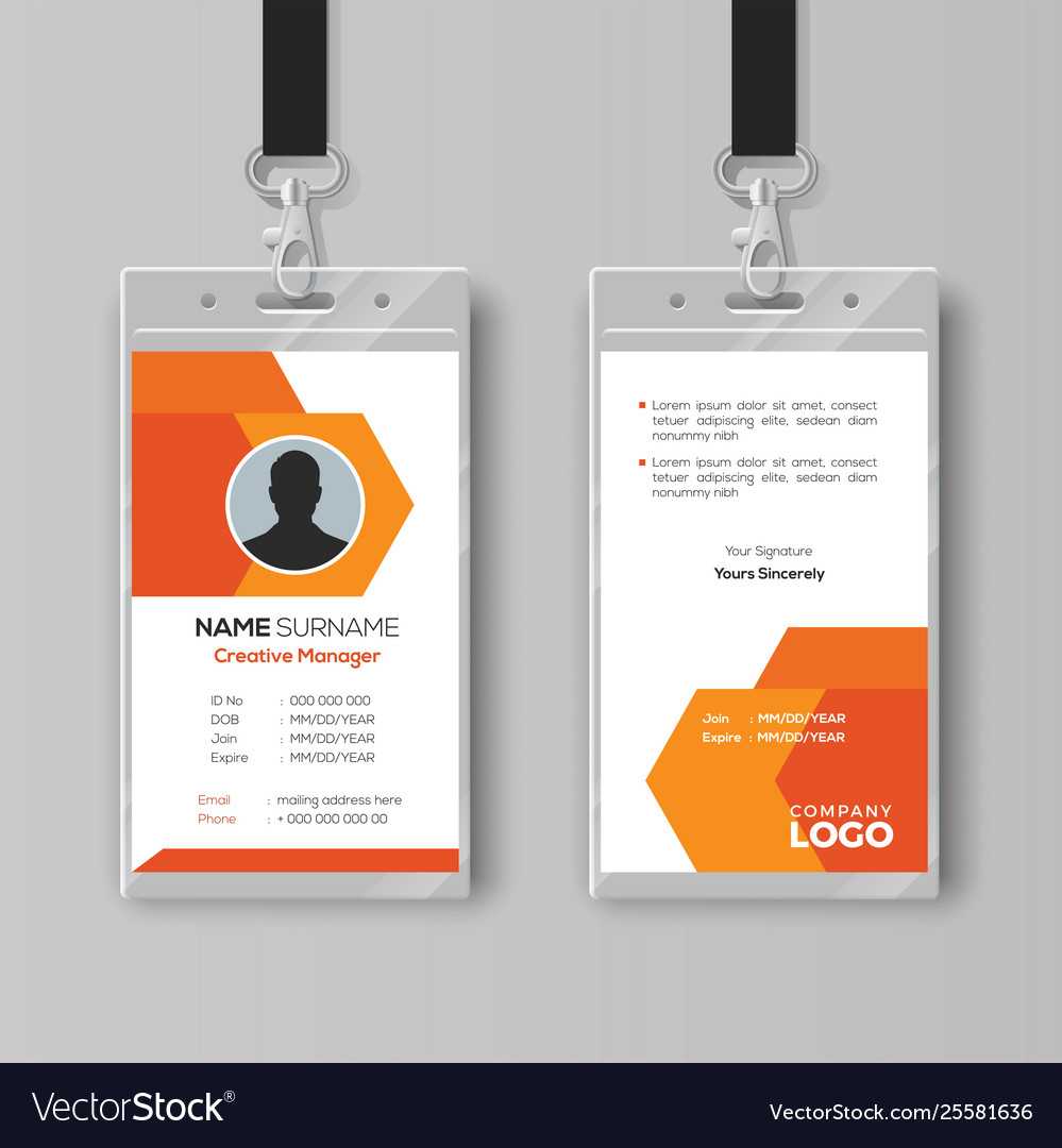 Abstract Orange Id Card Design Template In Company Id Card Design Template