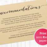 Accommodations Card · Wedding Templates And Printables In Wedding Hotel Information Card Template
