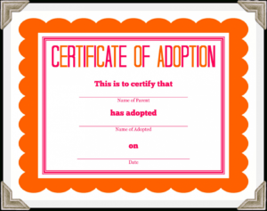 Adoption Certificate Template – Certificate Templates intended for Adoption Certificate Template