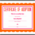Adoption Certificate Template – Certificate Templates Regarding Blank Adoption Certificate Template