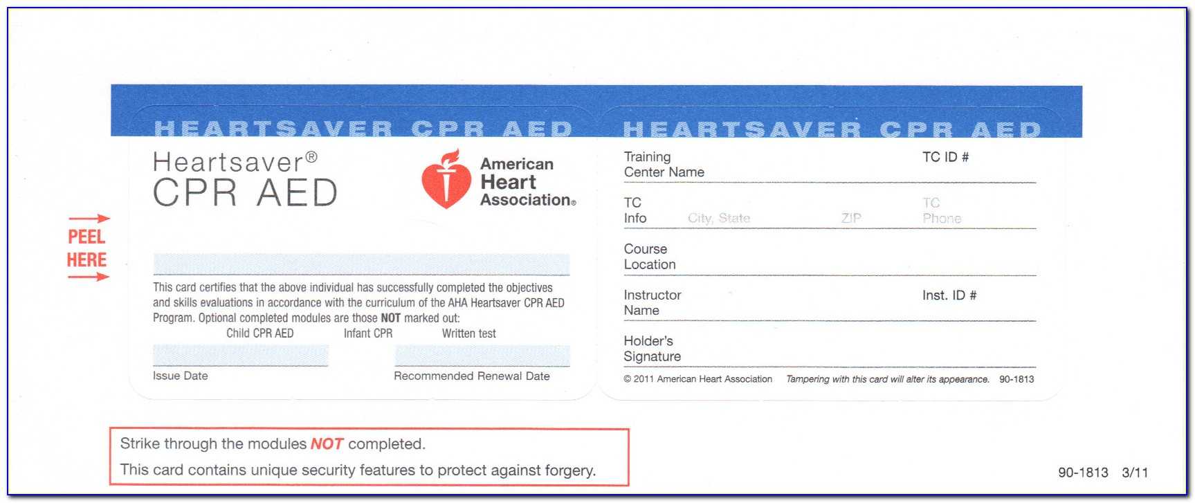 Aha Cpr Card Template | Marseillevitrollesrugby In Forklift Certification Card Template
