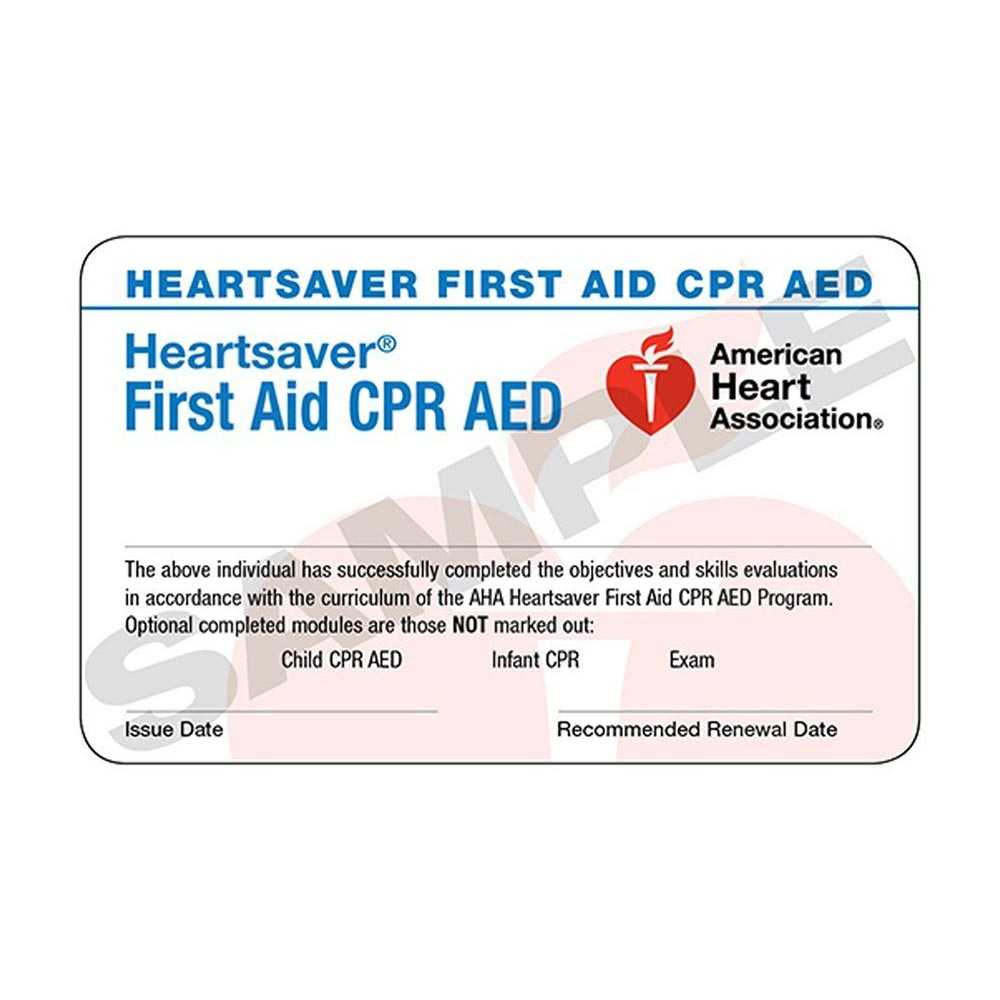 Aha Heartsaver® First Aid Cpr Aed Course Completion Cards - 6 Pack Worldpoint® in Cpr Card ...