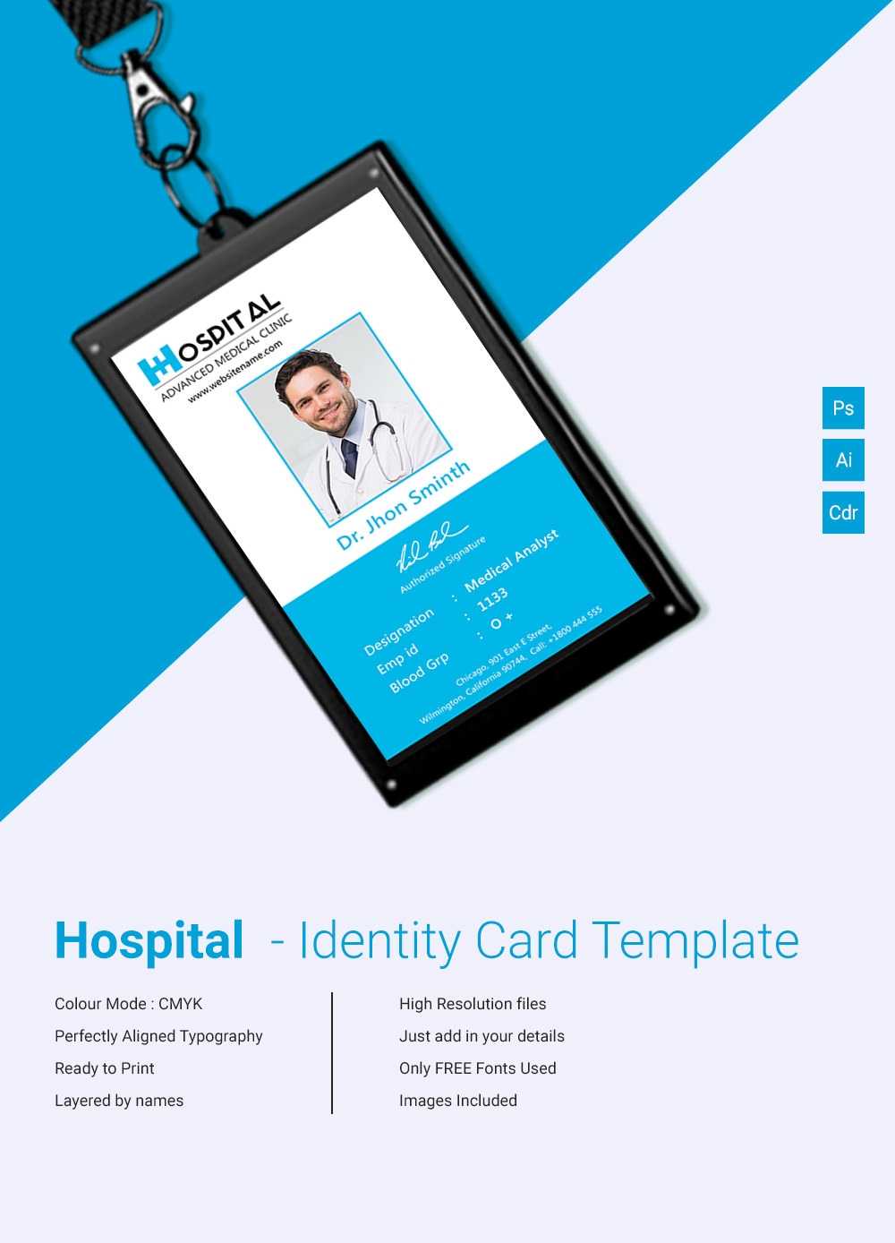 Amazing Hospital Identity Card Template Download | Free Regarding Free Id Card Template Word