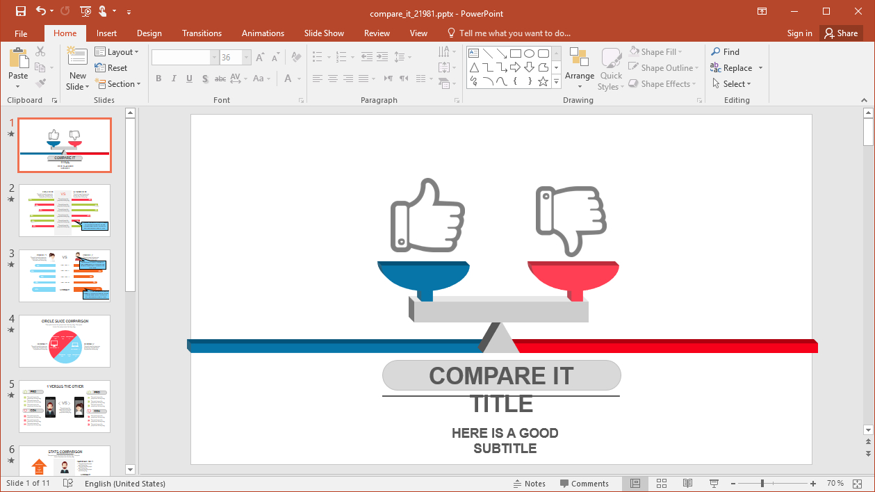 Animated Comparison Powerpoint Template Pertaining To What Is A Template In Powerpoint