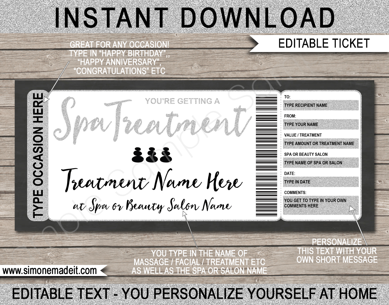 Any Occasion Spa Gift Certificates – Glitter Inside Massage Gift Certificate Template Free Printable