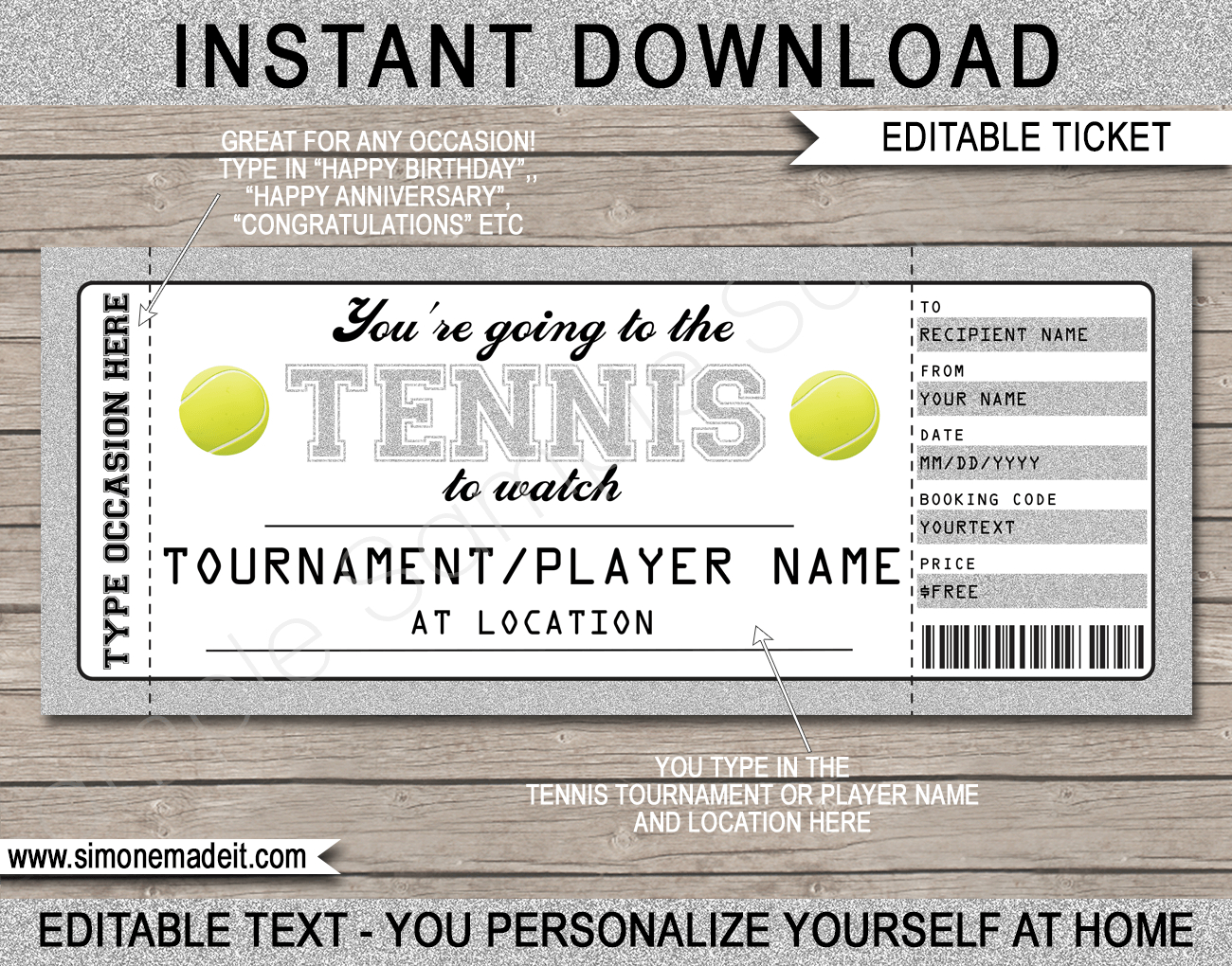 Any Occasion Tennis Gift Tickets Pertaining To Tennis Gift Certificate Template