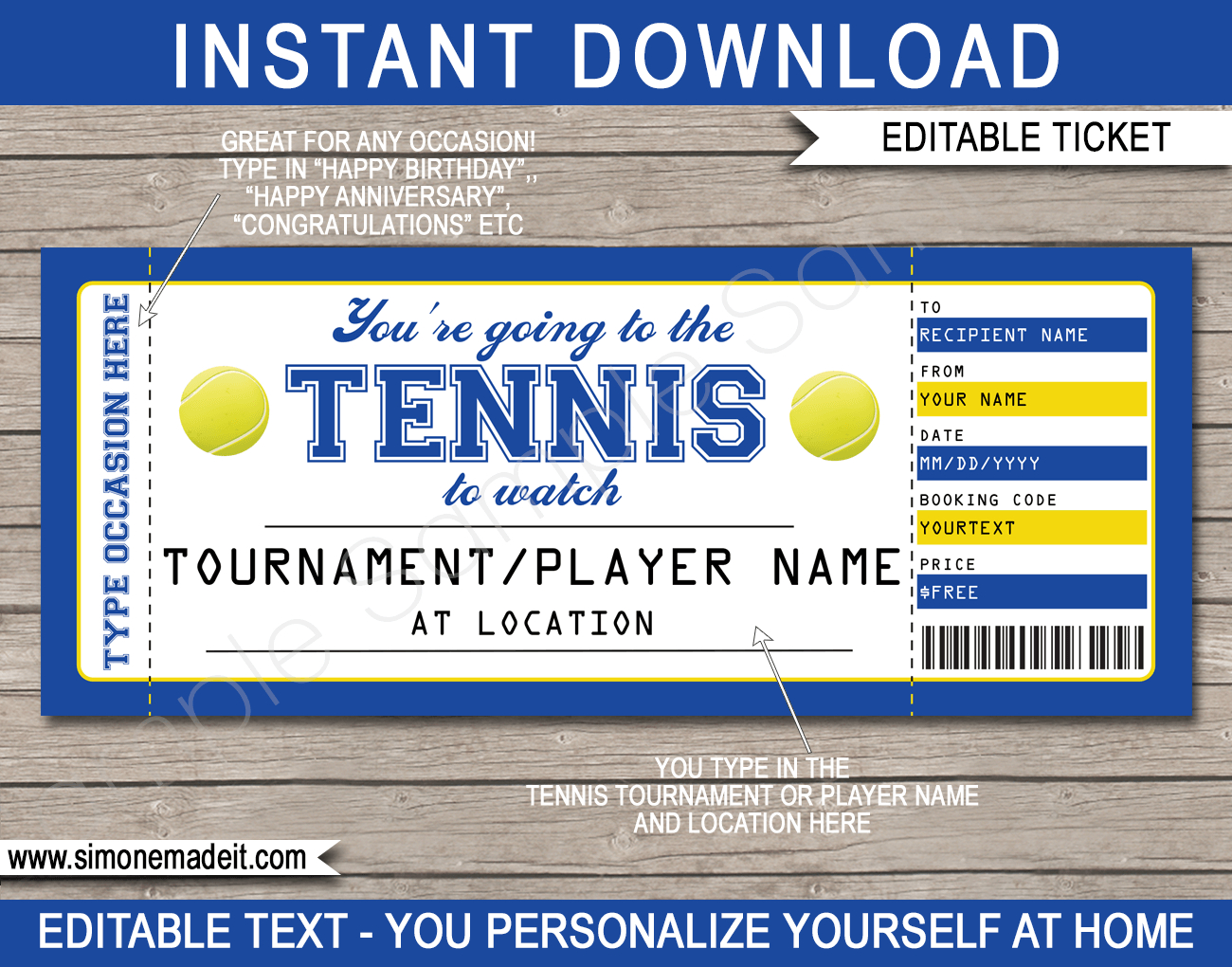 Any Occasion Tennis Gift Tickets Pertaining To Tennis Gift Certificate Template