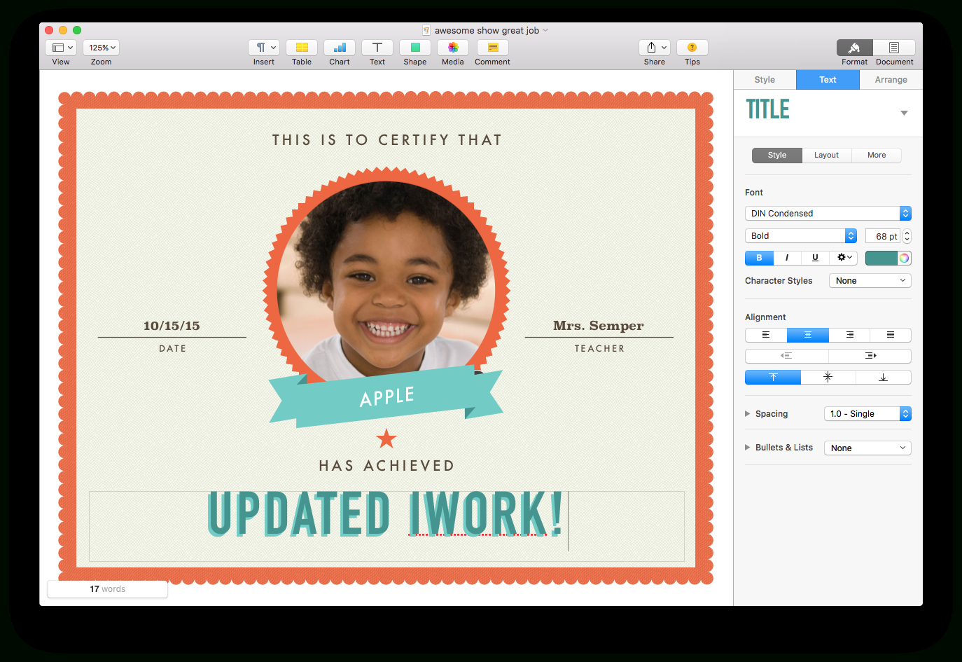Apple Updates Iwork For Mac, With Force Touch And Split View With Certificate Template For Pages