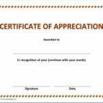 Appreciation Certificate Printable Free Intended For Certificate Of Appreciation Template Doc