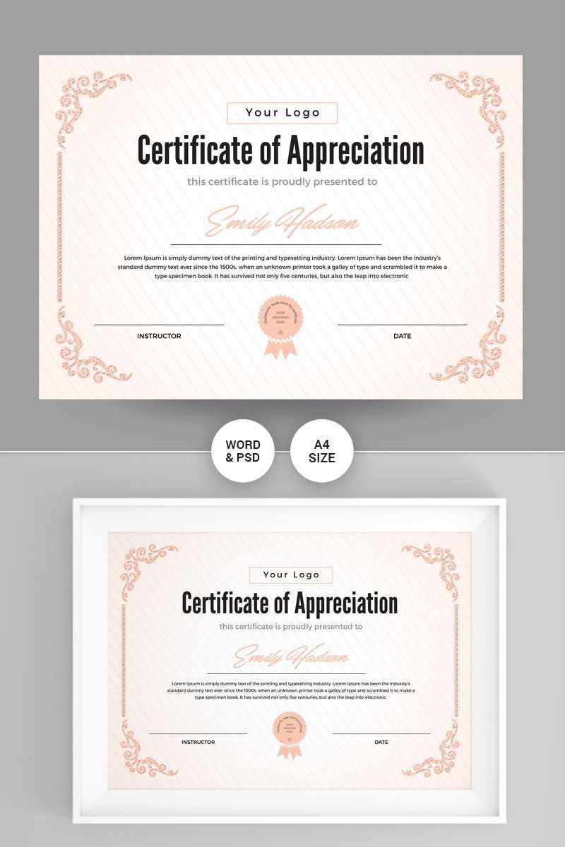 Appreciation Certificate Template In Graduation Certificate Template Word