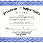 Appreciation Certificate Templates Free Download Inside Certificate Of Appreciation Template Free Printable