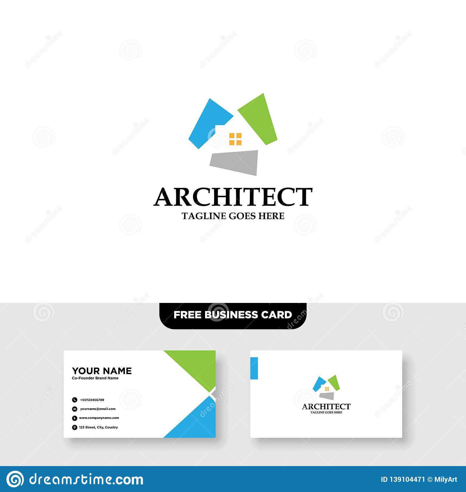 Architecture Company, Construction, Architect, Vector Logo With Ibm Business Card Template