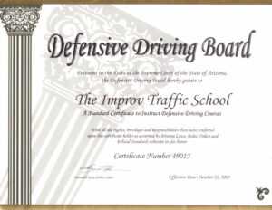 Arizona Defensive Driving Schoolimprov in Safe Driving Certificate Template
