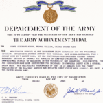 Army Achievement Medal In Army Certificate Of Achievement Template