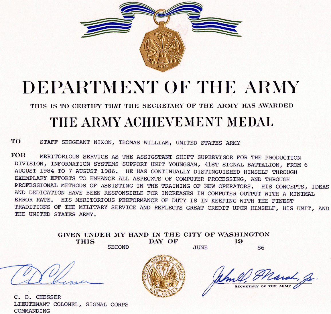 Army Achievement Medal In Army Certificate Of Achievement Template