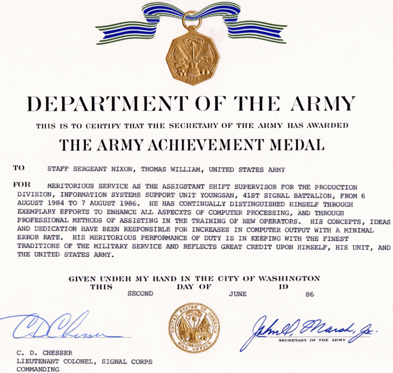 Certificate Of Achievement Army Template