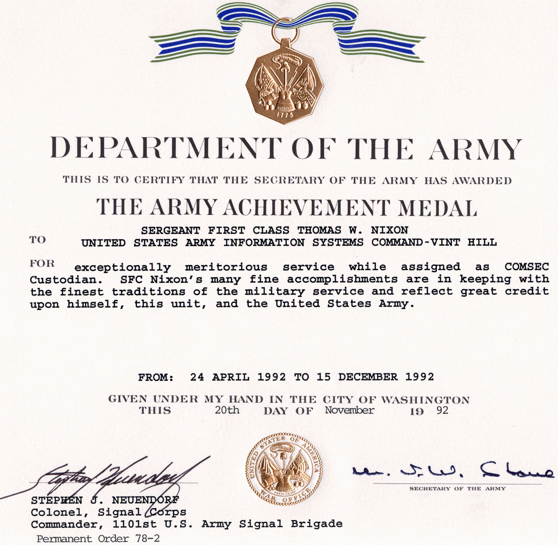 Army Achievement Medal With Regard To Army Certificate Of Appreciation Template