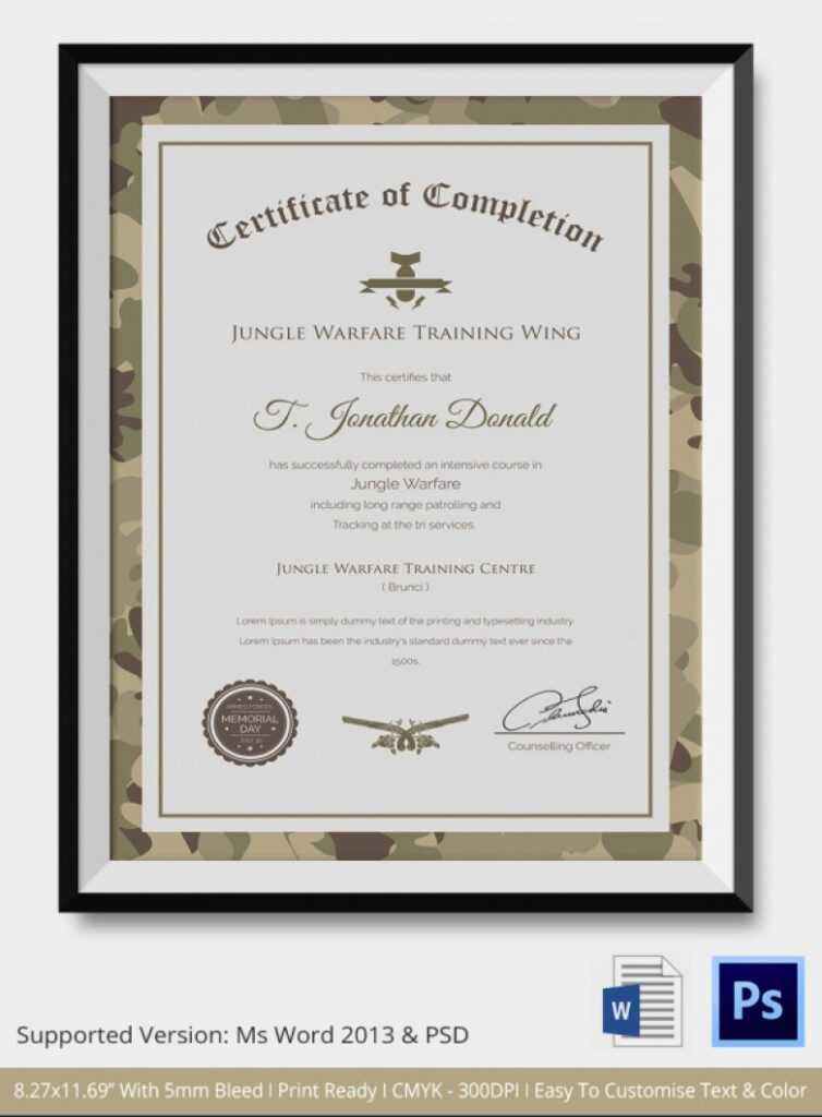 Army Certificate Of Completion Template - Best Business Templates