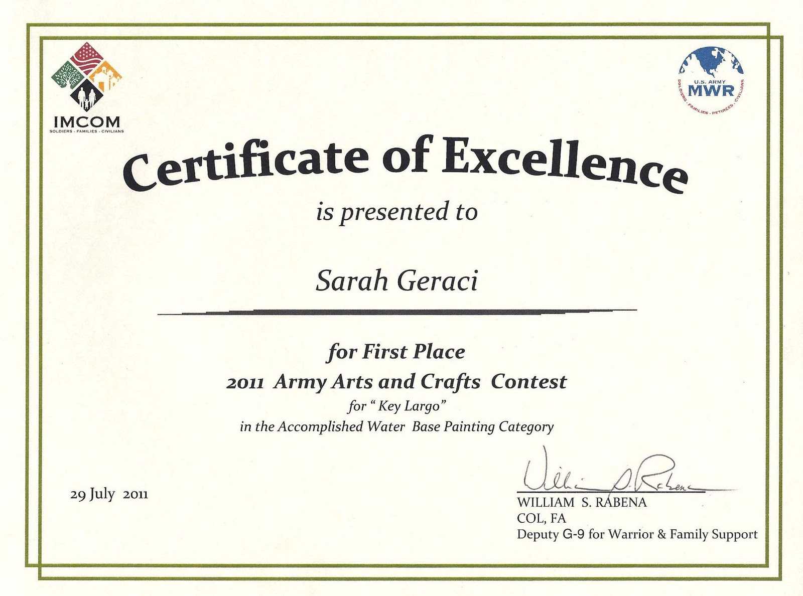 Art Award Certificate Templates With Regard To First Place Award Certificate Template