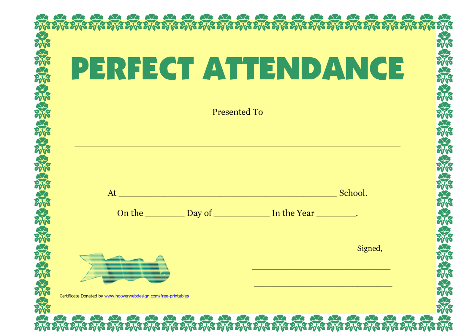 Attendance Certificate – Morningperson.co Regarding Perfect Attendance Certificate Template