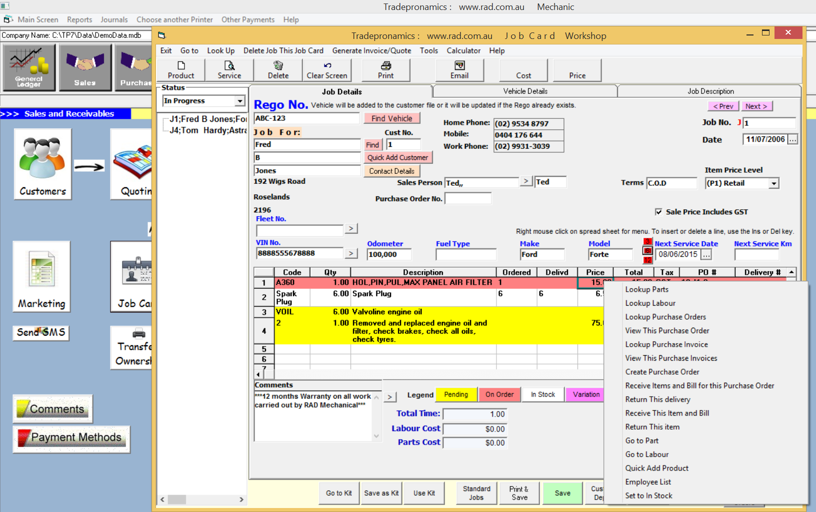 Auto Repair Invoice Software | Workshop Manager Software With Mechanics Job Card Template