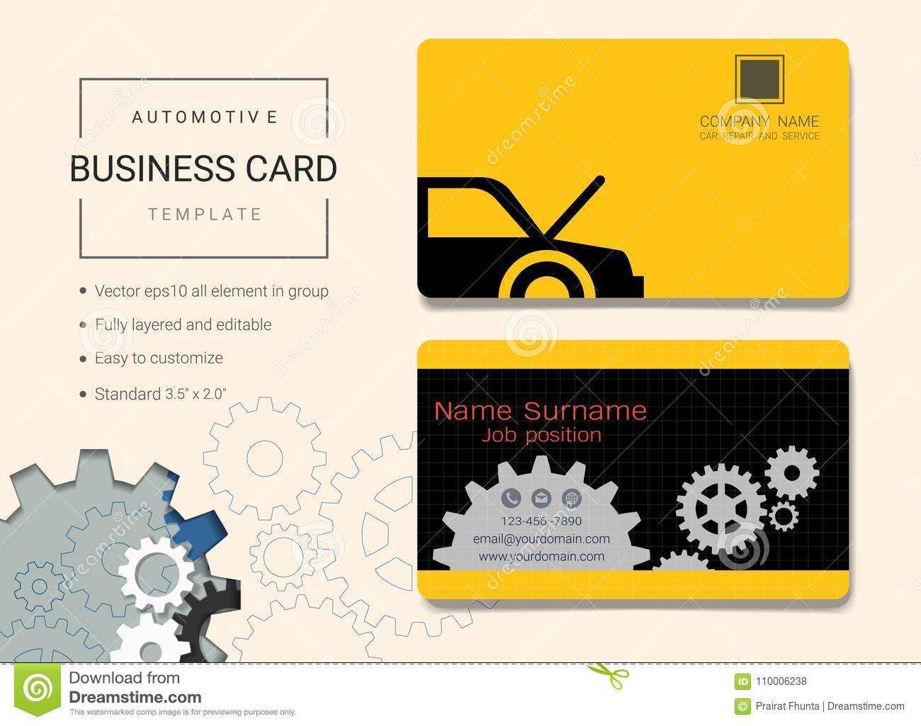Automotive Business Card Or Name Card Template. Stock Vector With Regard To Automotive Business Card Templates