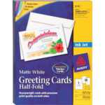 Avery® Half Fold Greeting Cards, Matte, 5 1/2" X 8 1/2", 30 Cards/envelopes  (8316) – 8 1/2" X 5 1/2" – Matte – 30 / Box – White Intended For Half Fold Card Template