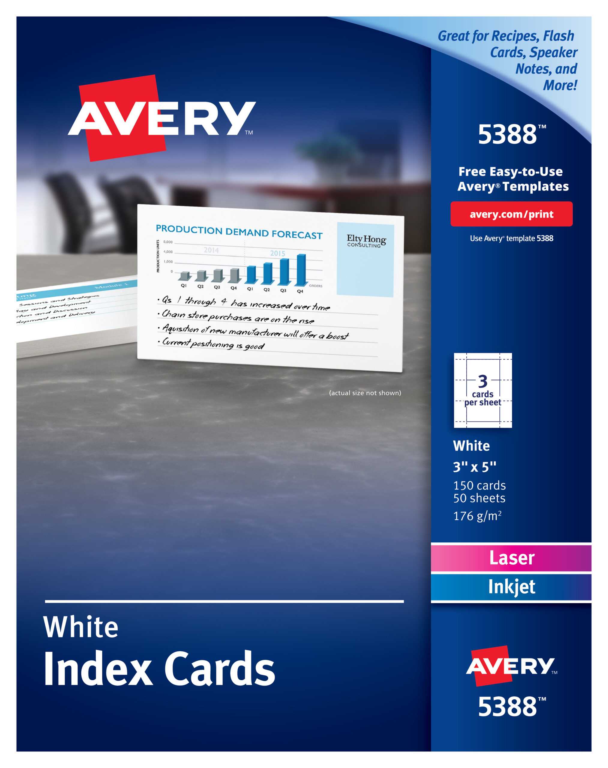 Avery Index Cards, Two Sided Printing, 3" X 5", 150 Cards (5388) –  Walmart With 3 X 5 Index Card Template