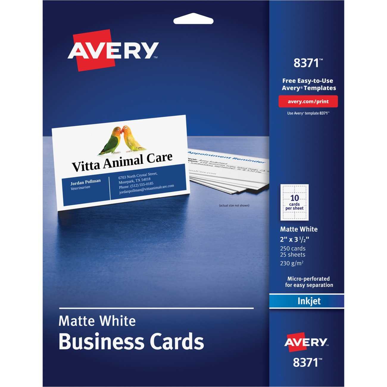 Avery® Inkjet Print Business Card – A8 – 2" X 3 1/2" – Matte – 250 / Pack –  White Pertaining To Staples Business Card Template Word
