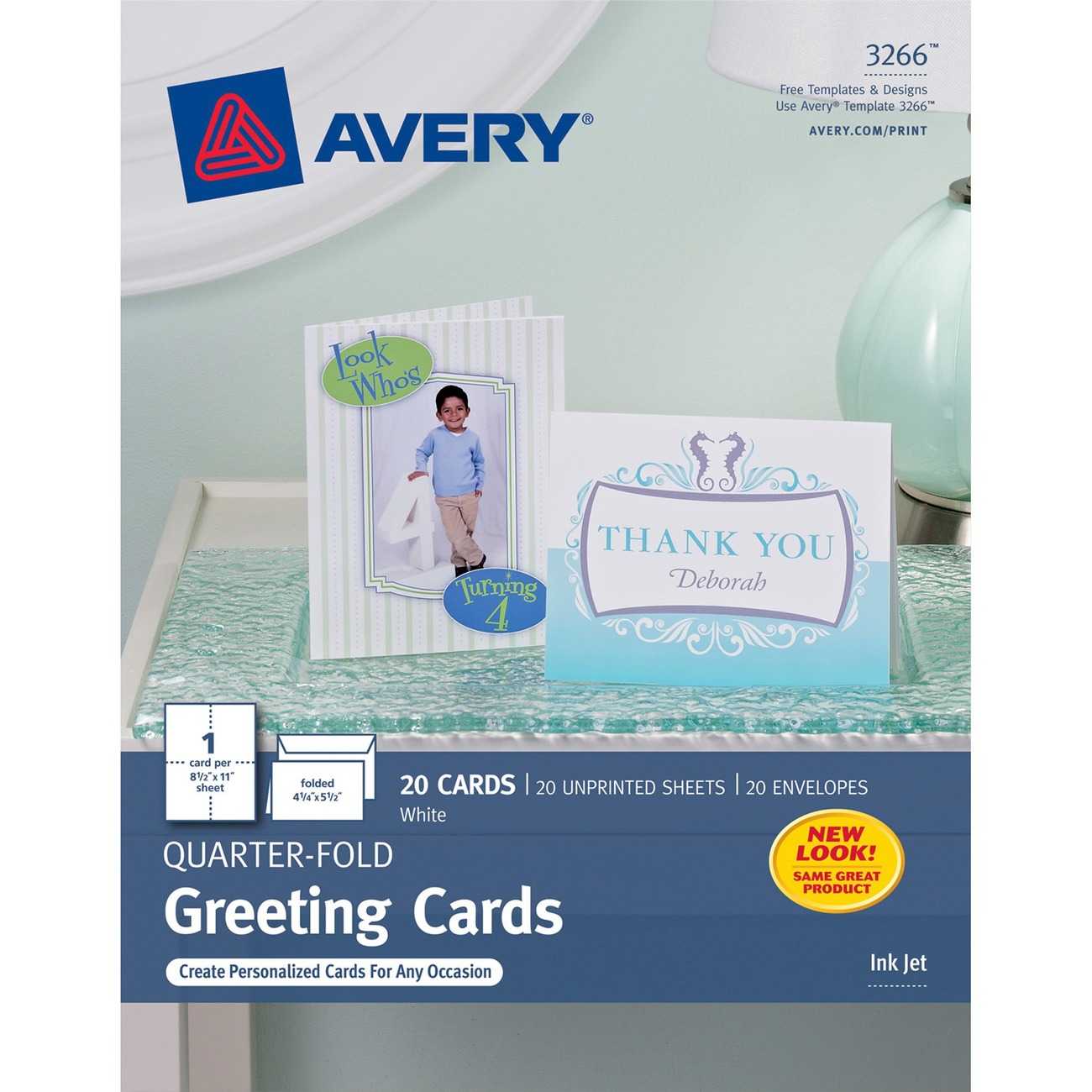 Avery® Inkjet Print Greeting Card – 4 1/4" X 5 1/2" – Matte – 20 / Pack –  White Pertaining To Quarter Fold Card Template