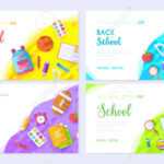 Back To School Brochure Card Set. Student Template Of Flyear, Web Banner,  Ui Header, Enter Site. College Education Layout Invintation Modern With Student Brochure Template