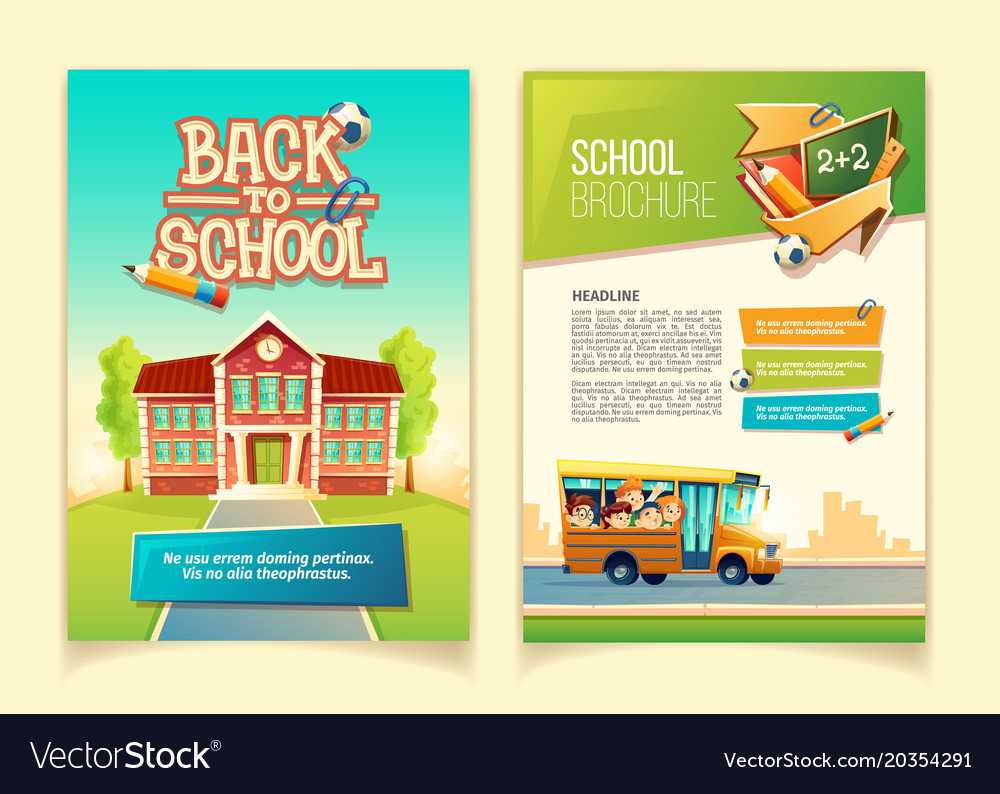 Back To School Brochure Cartoon Template Regarding School Brochure Design Templates
