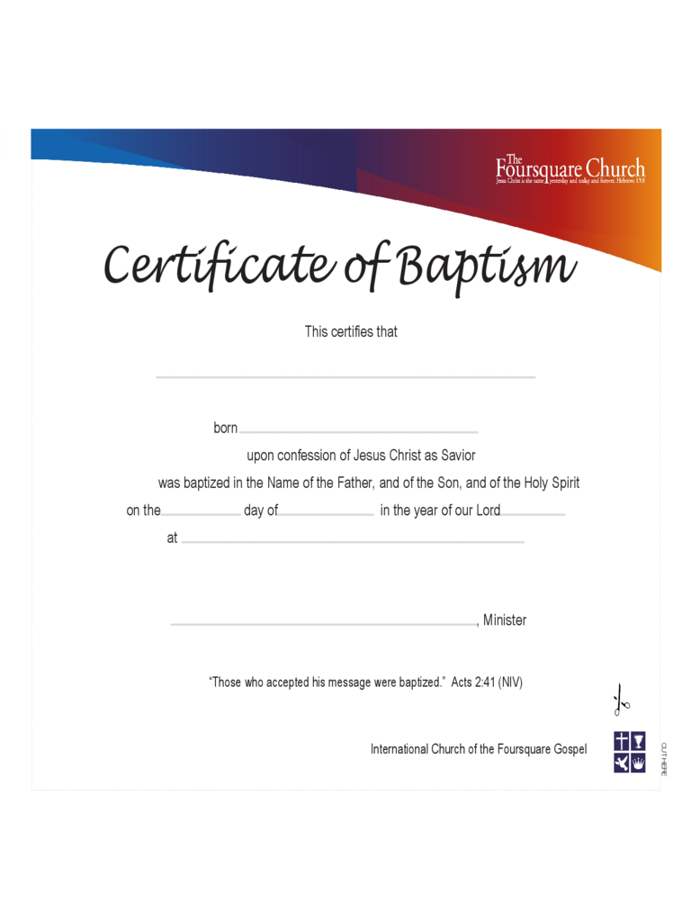 Baptism Certificate – 4 Free Templates In Pdf, Word, Excel Within Christian Baptism Certificate Template