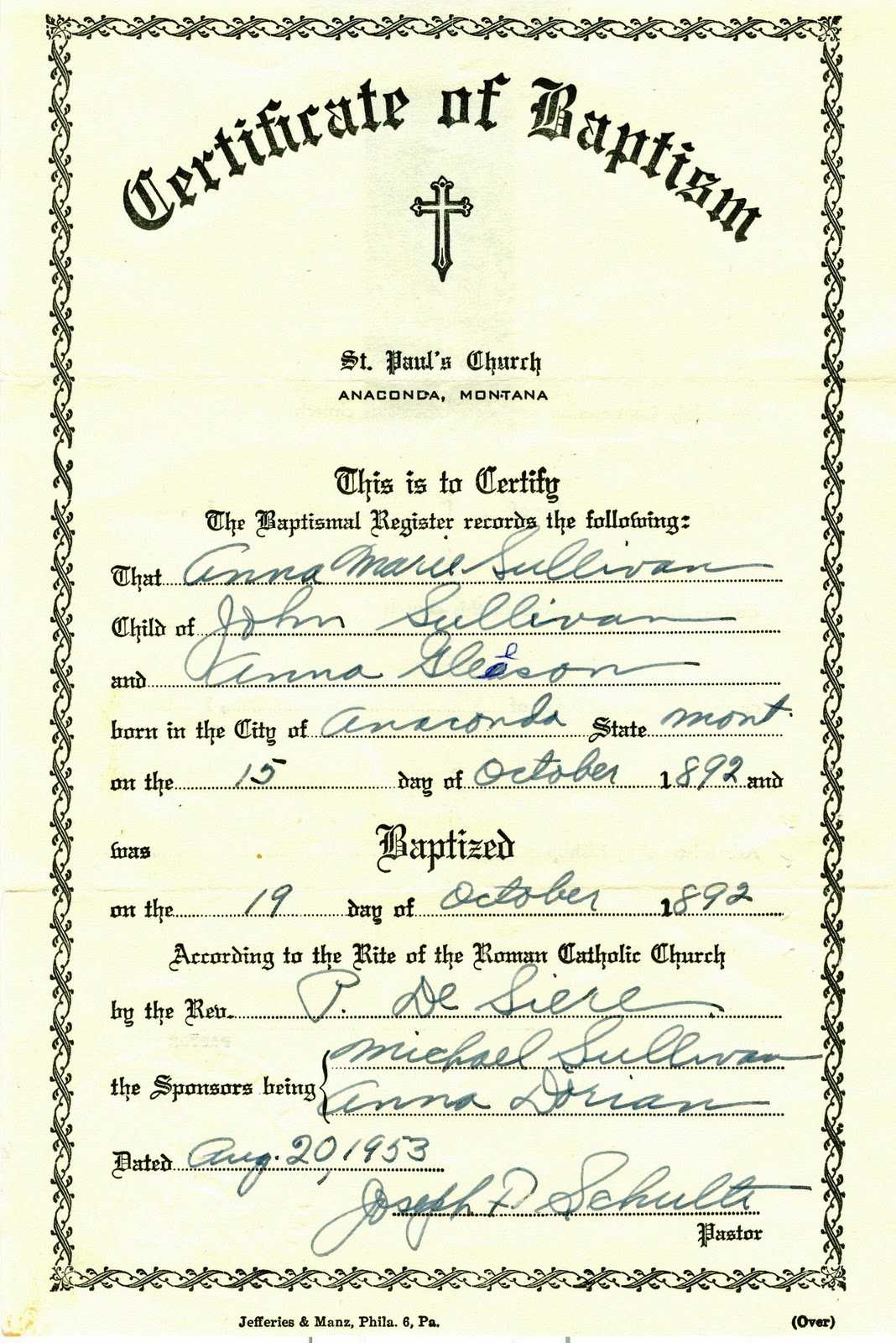 Baptism Certificate Template Inside Roman Catholic Baptism Certificate Template