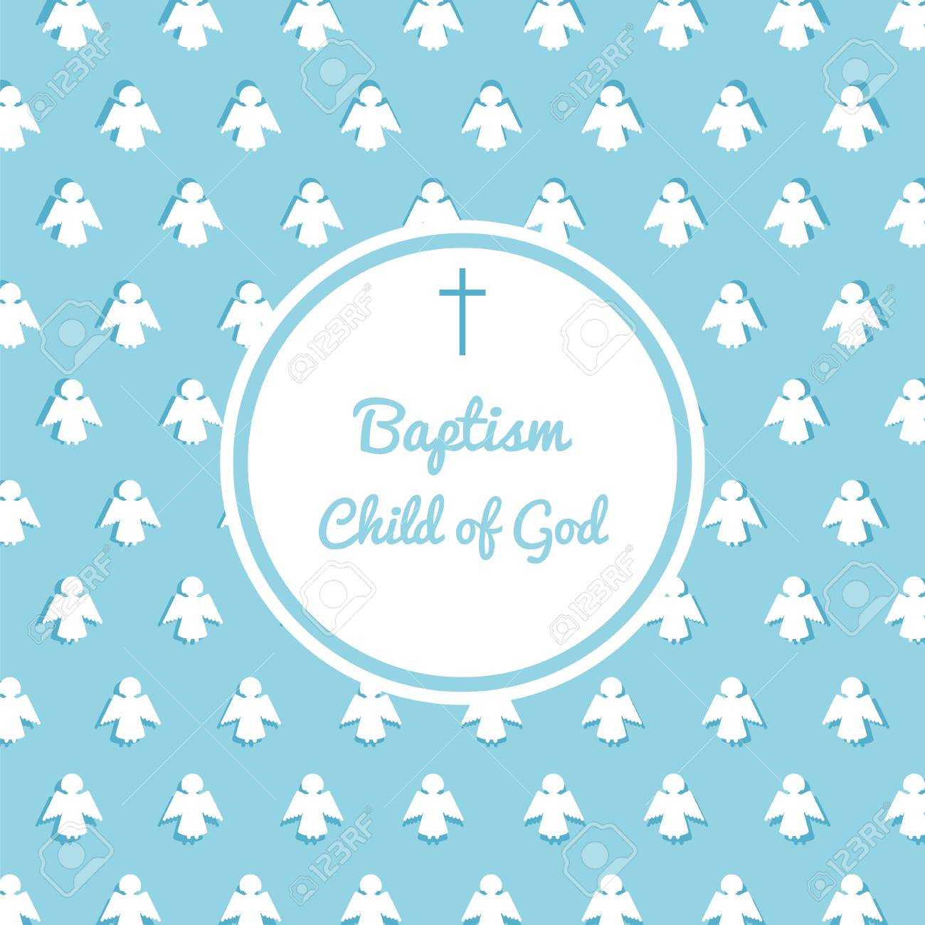 Baptism Invitation Card Template. Stock Vector Illustration For.. With Regard To Baptism Invitation Card Template