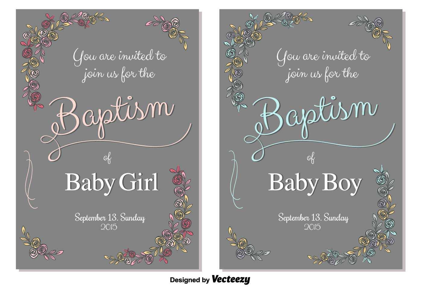 Baptism Vector Invitation – Download Free Vectors, Clipart With Regard To Free Christening Invitation Cards Templates