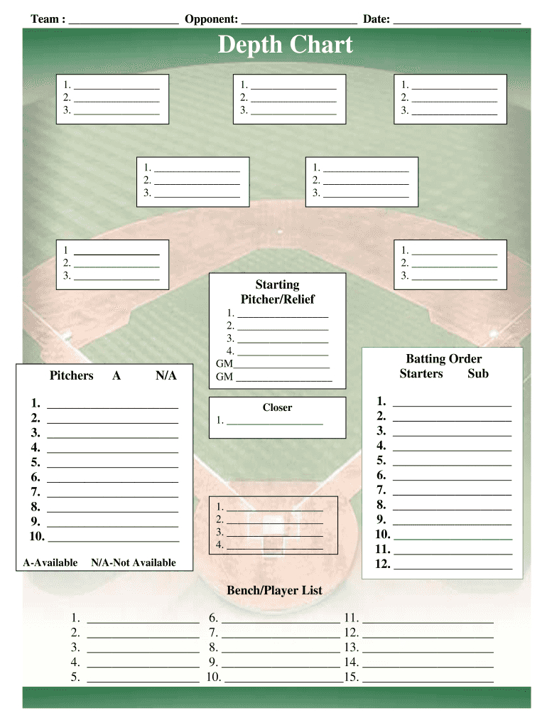 Baseball Depth Chart Template – Fill Online, Printable Intended For Free Baseball Lineup Card Template