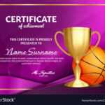 Basketball Certificate Diploma With Golden Cup With Basketball Certificate Template