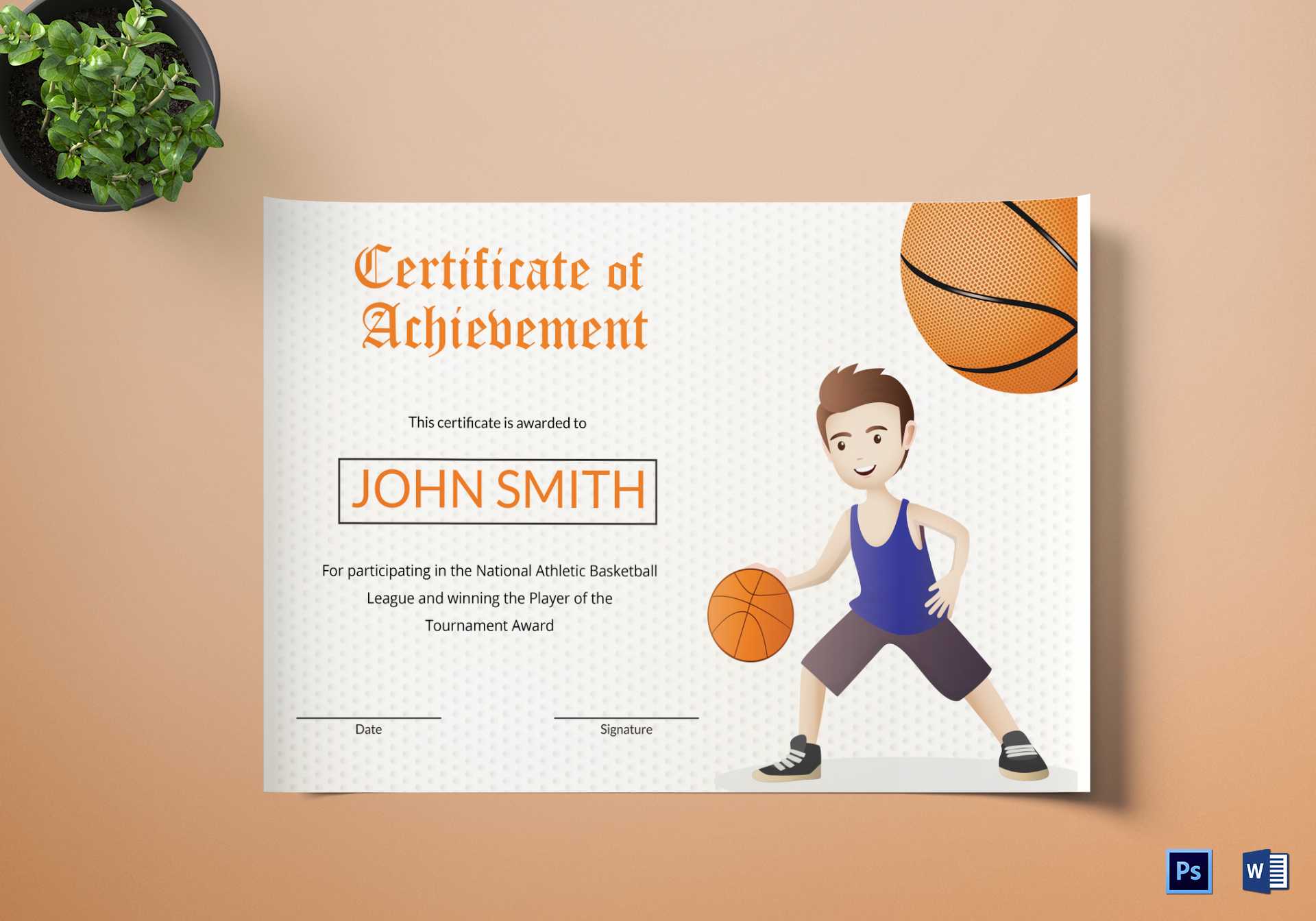 Basketball Certificate Template Intended For Sports Award Certificate Template Word