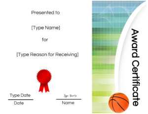 Basketball Certificates for Soccer Award Certificate Template