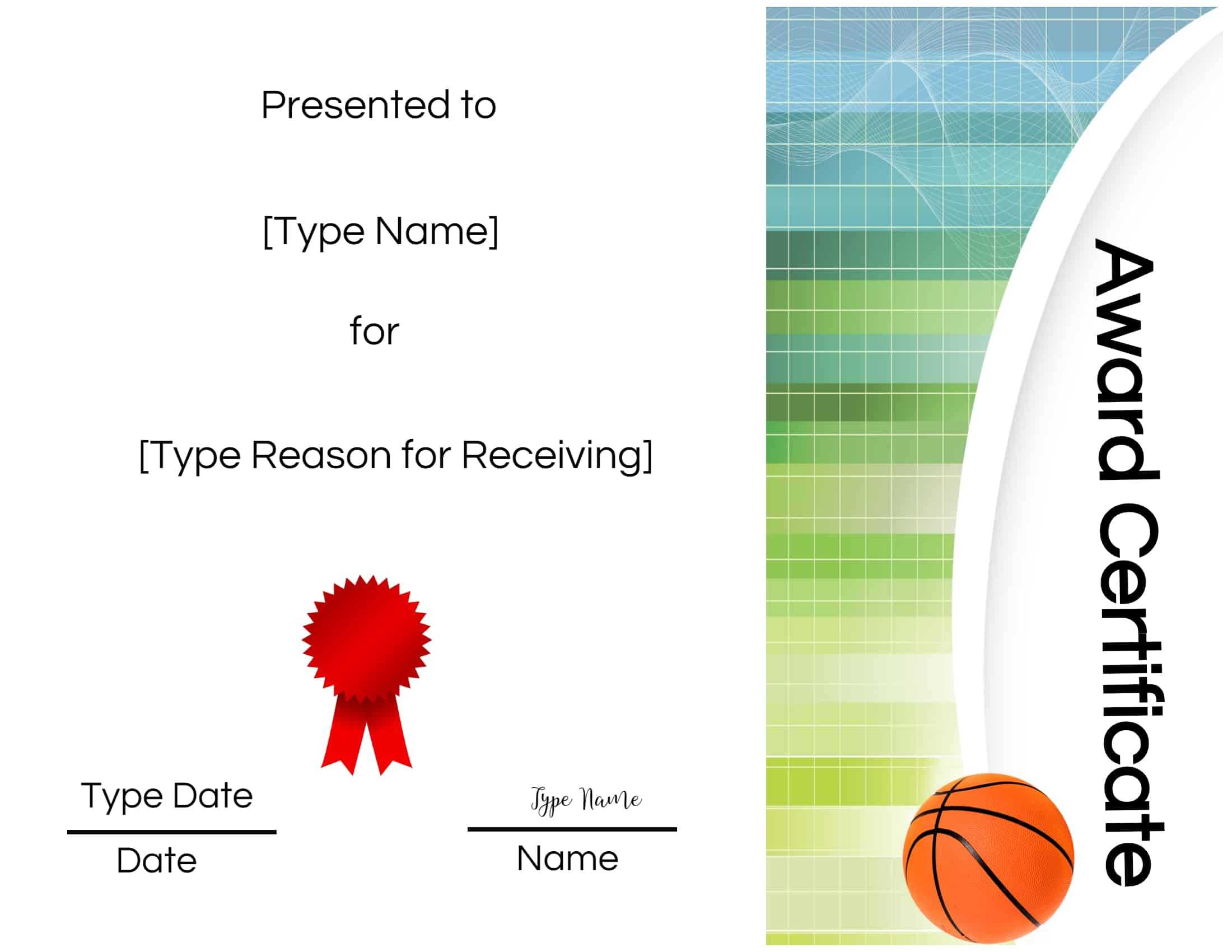 Basketball Certificates For Soccer Award Certificate Template