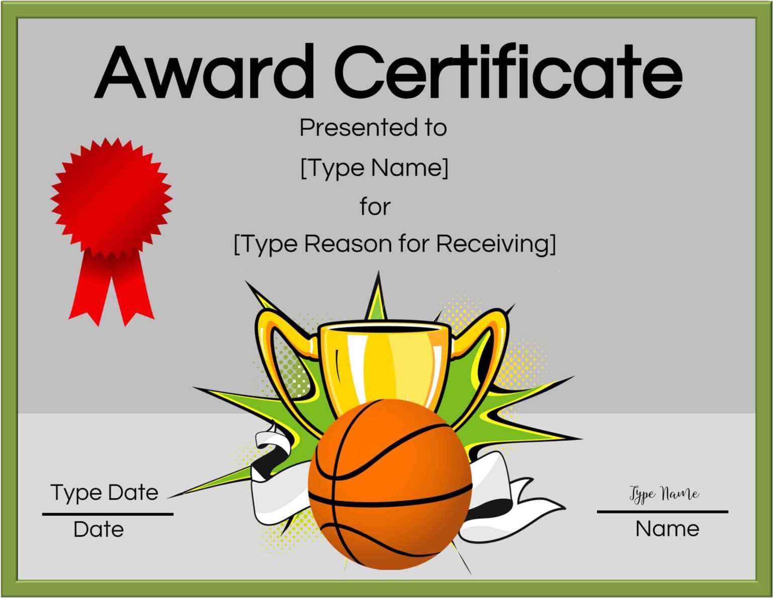 Basketball Certificates Regarding Sports Award Certificate Template 