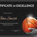 Basketball Excellence Certificate Template Within Basketball Certificate Template