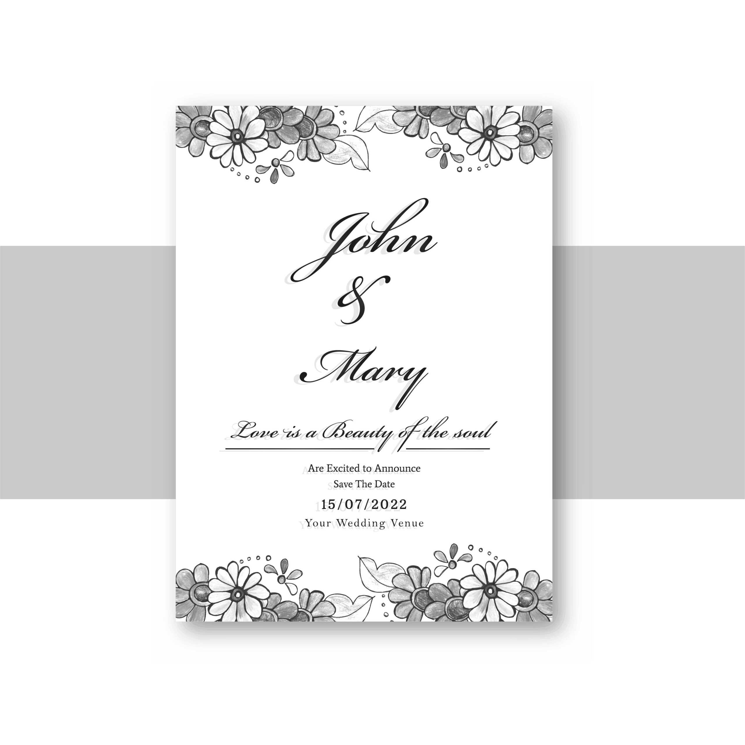 Beautiful Wedding Invitation Card Template With Decorative With Invitation Cards Templates For Marriage