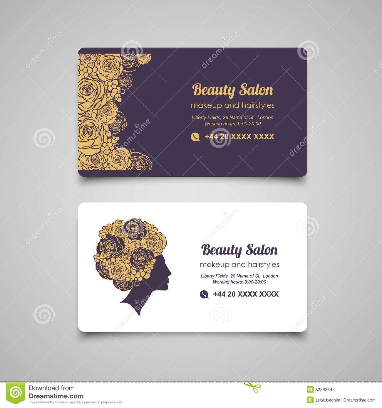 Beauty Salon Luxury Business Card Design Template With Throughout Hair Salon Business Card Template