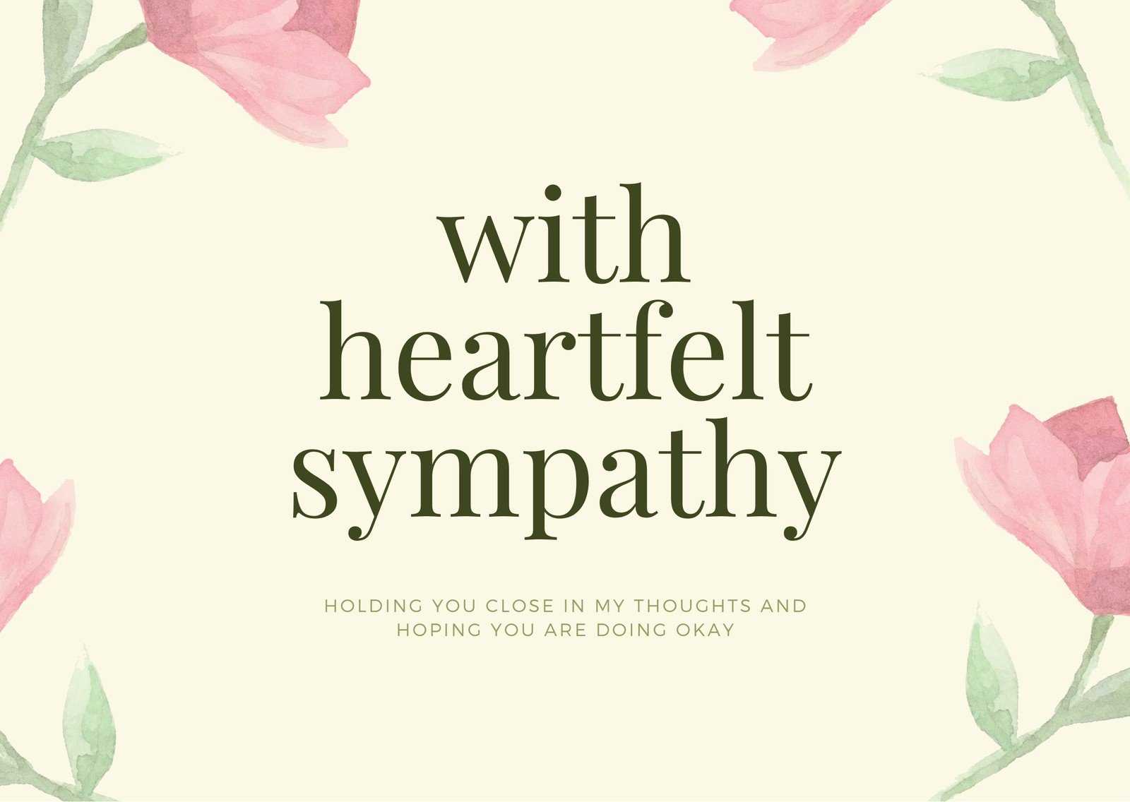 Beige Flowers Sympathy Card - Templatescanva Regarding Sympathy Card Template