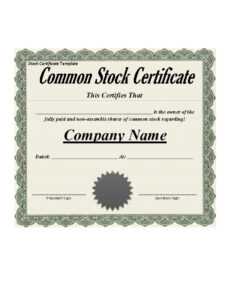 Best 3+ Stock Certificate Template Format Excel - You Calendars throughout Blank Share Certificate Template Free
