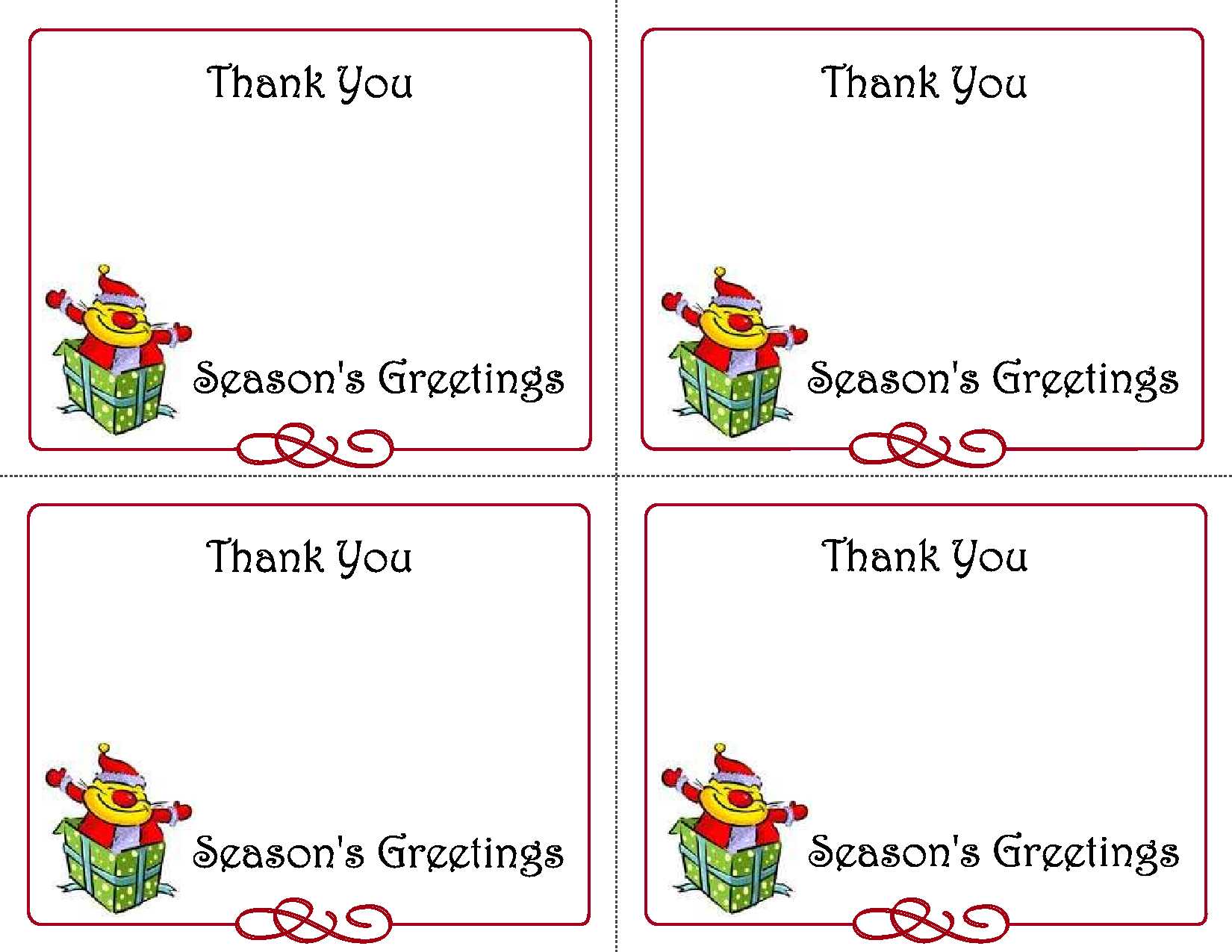 Best Christmas Thank You Notes Printable | Katrina Blog Inside Christmas Note Card Templates